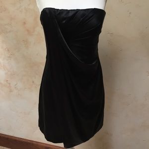 BCBG MaxAzria black satin mini dress